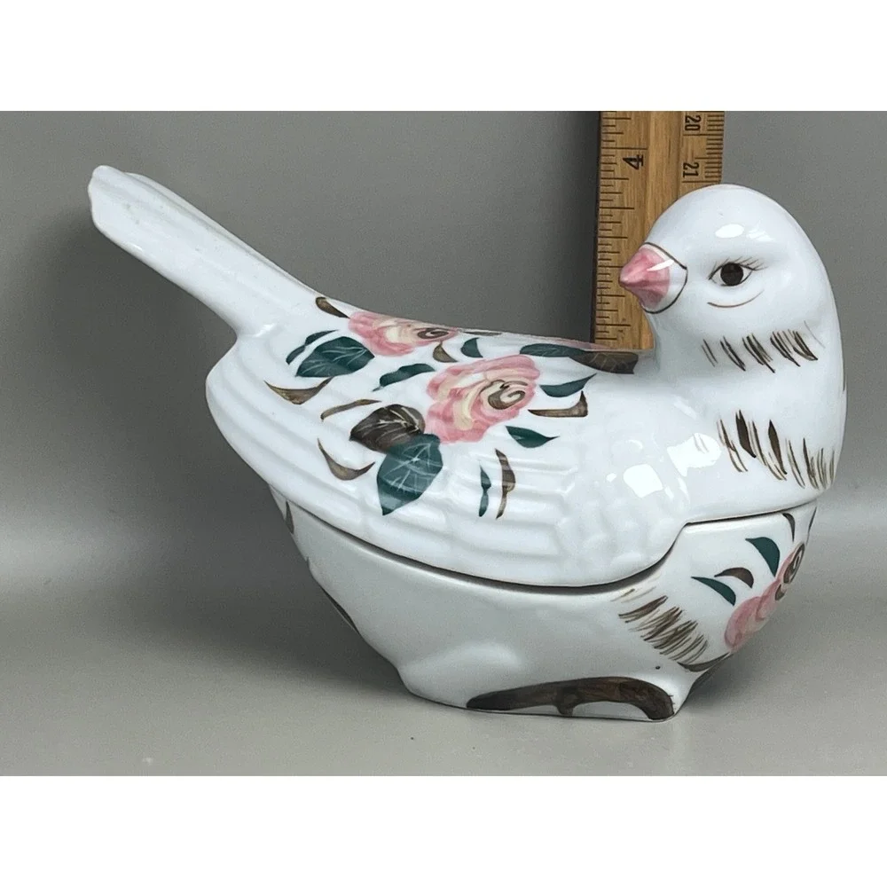 Vtg Porcelain Bird Trinket‎ Dish Figurine Decor 6.25